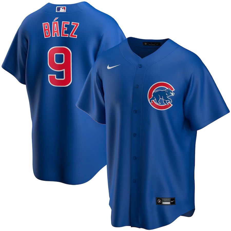 Mens Chicago Cubs #9 Javier Baez Nike Royal Alternate Replica Player Name MLB Jerseys